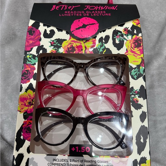 Betsey Johnson Women's Glasses Trio - Black, Pink, Brown +1.50 - Picture 1 of 5